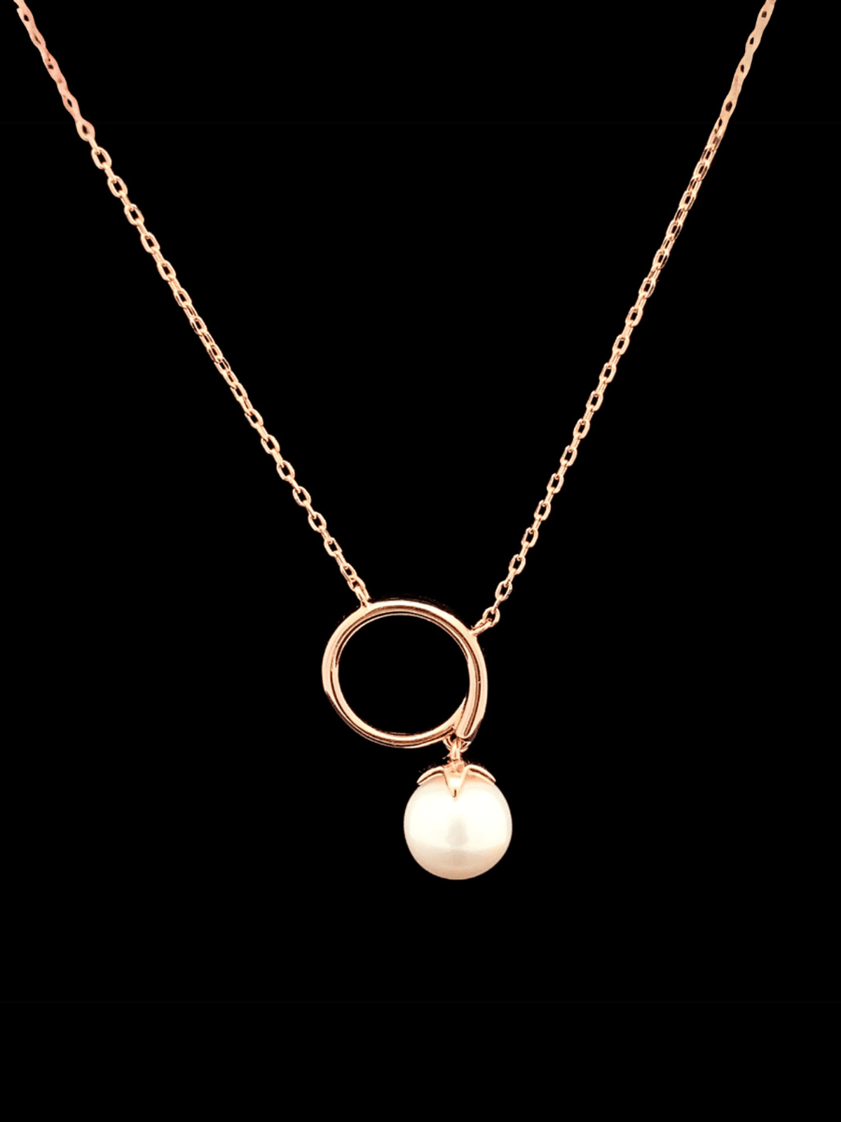 Circle Pearl Drop Pendant Chain