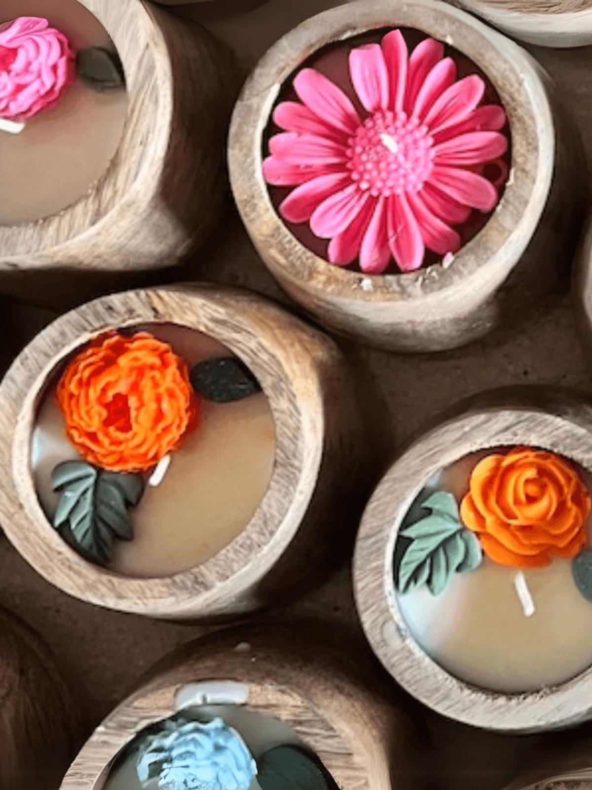 Hand-poured Soy Candles in Natural Wood - Set of 2 Orange - Jasmine