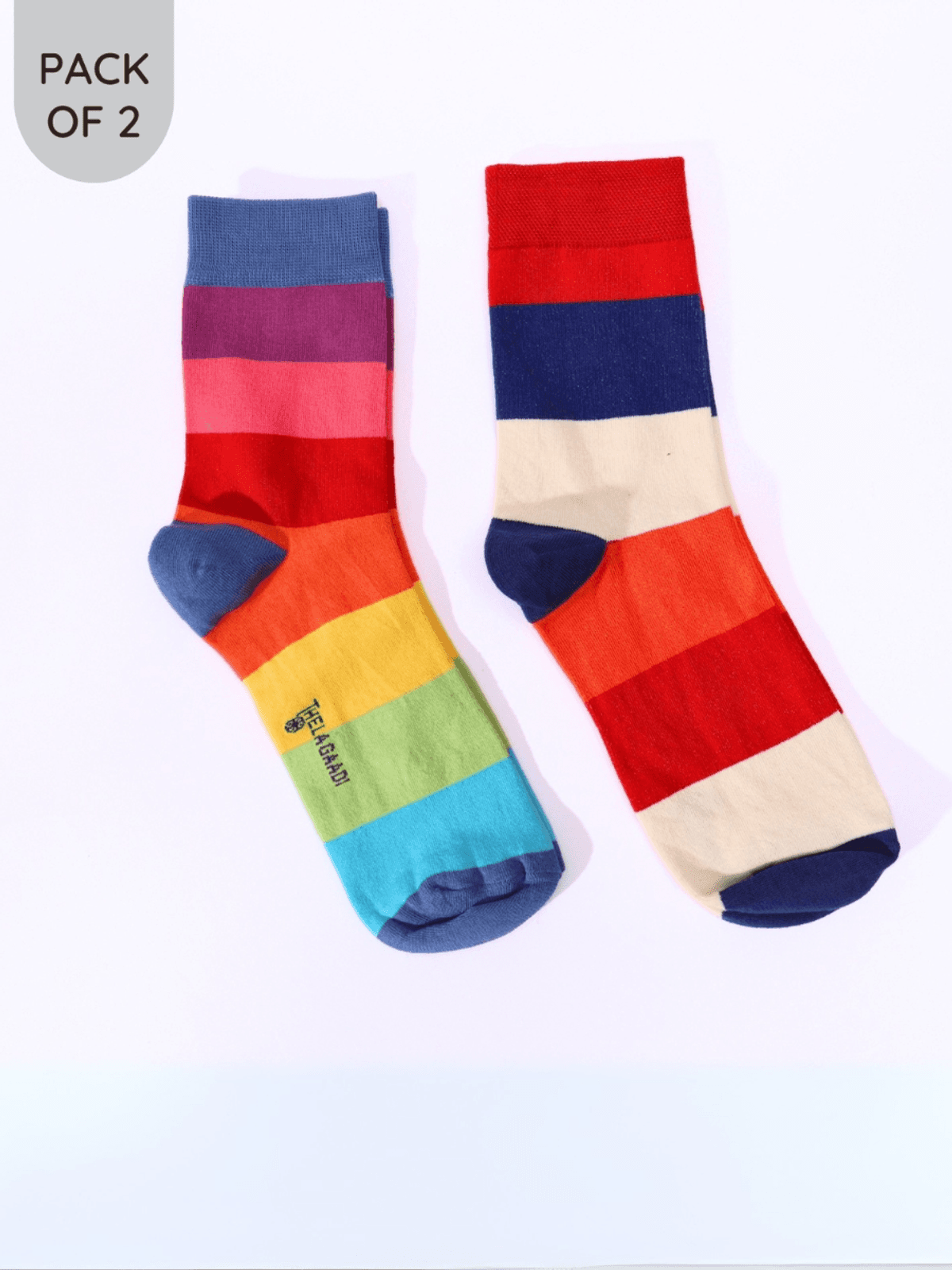 Multicolour Stripes Socks (Pack of 2)