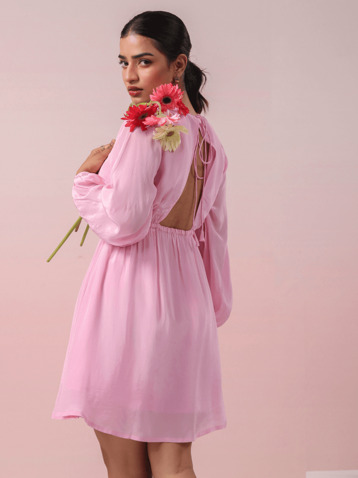CANDY PINK BACKLESS SHORT DRESS
