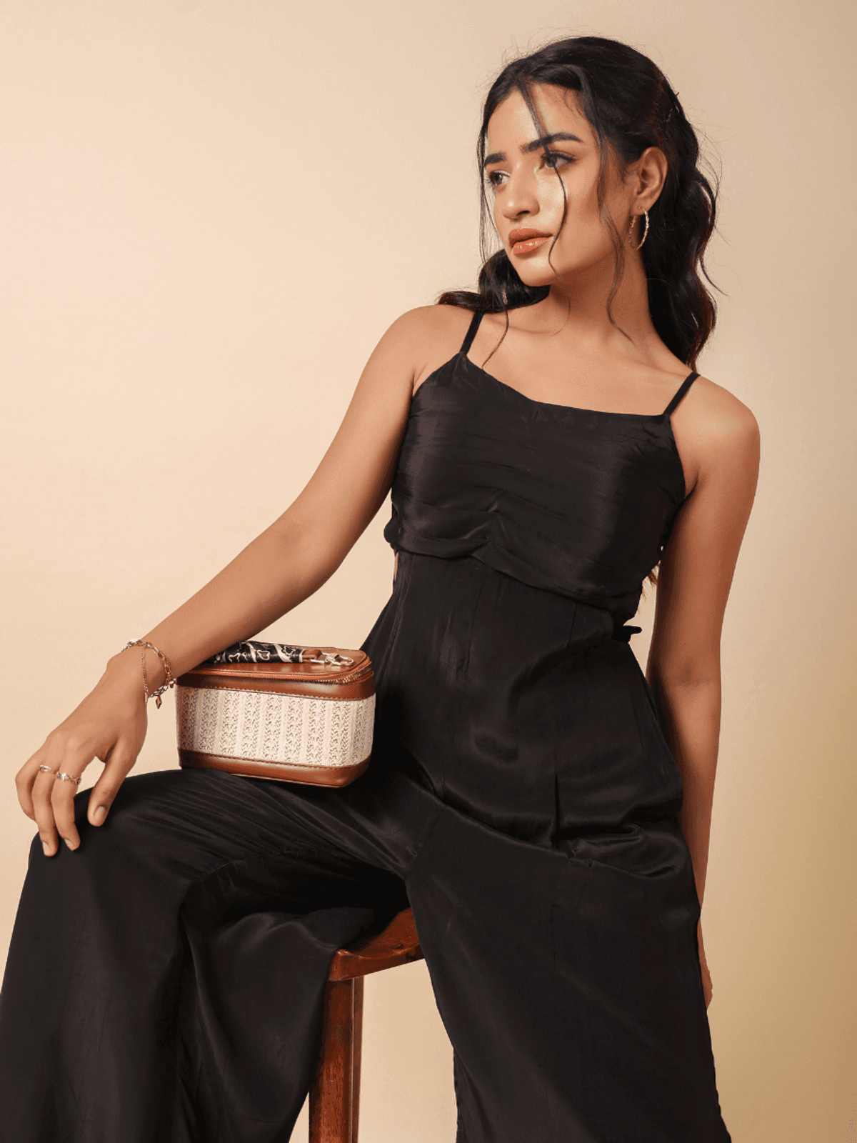 BLACK PLEATED JUMPSUIT