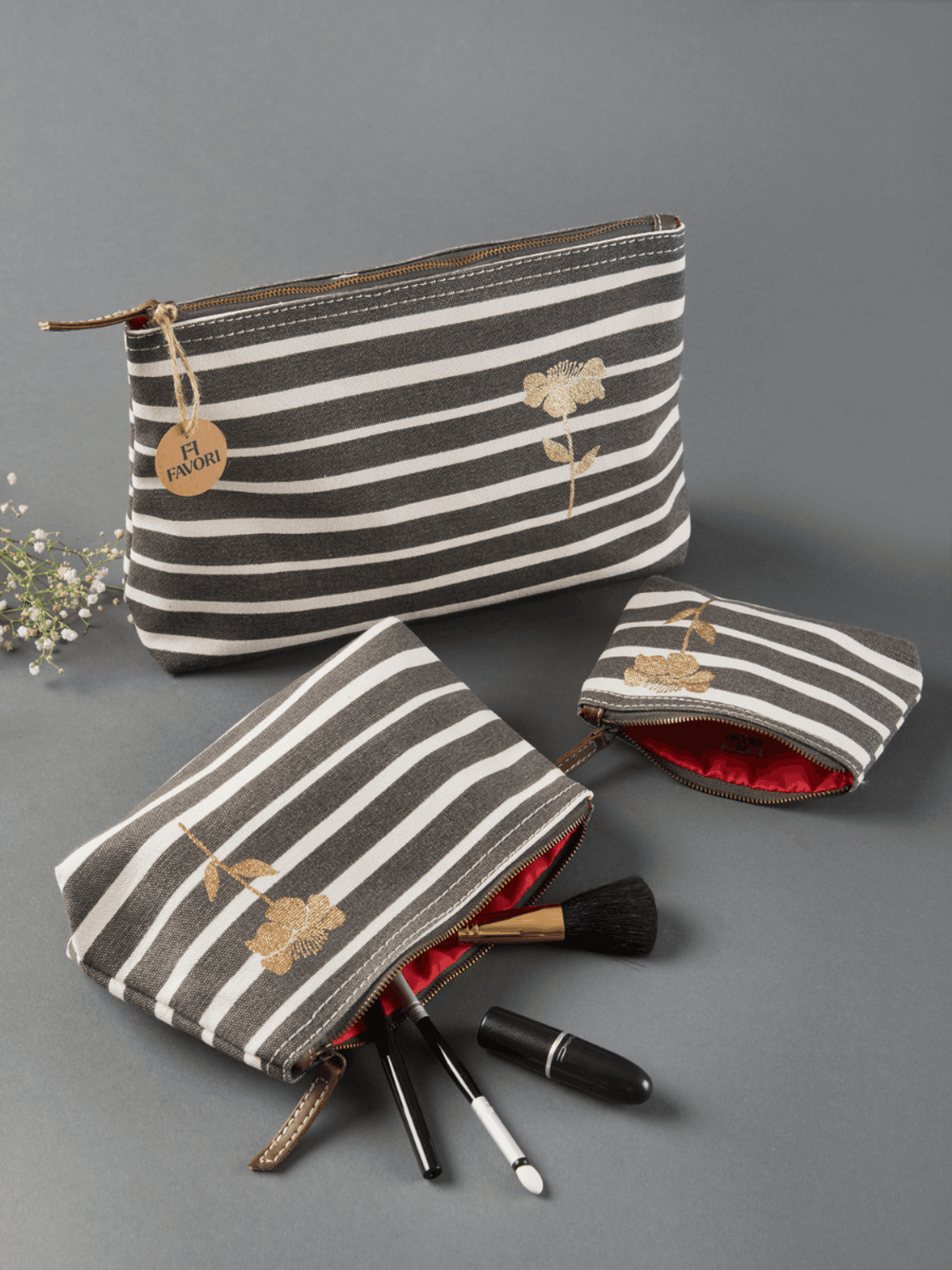 Retro Stripe Utility Case Organisers  - Set of 3