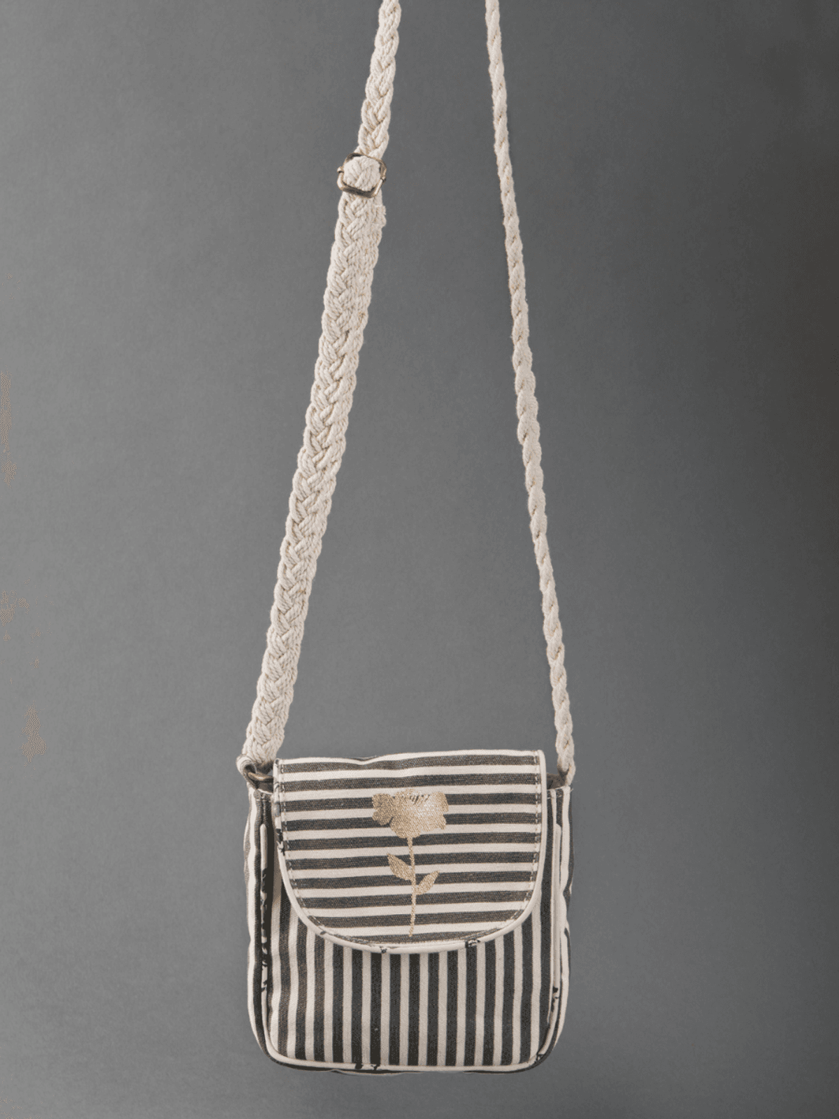 Retro Stripe Cotton Canvas Sling Bag