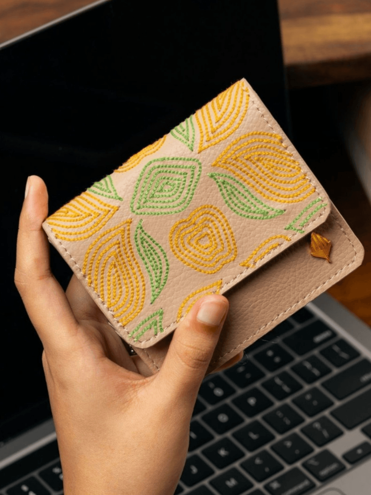 Lana Vegan Leather Cardholder - Almond 