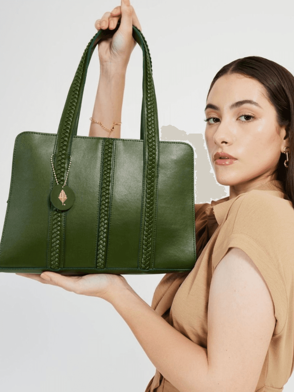 Gaia Vegan Leather Shoulder Bag - Green 