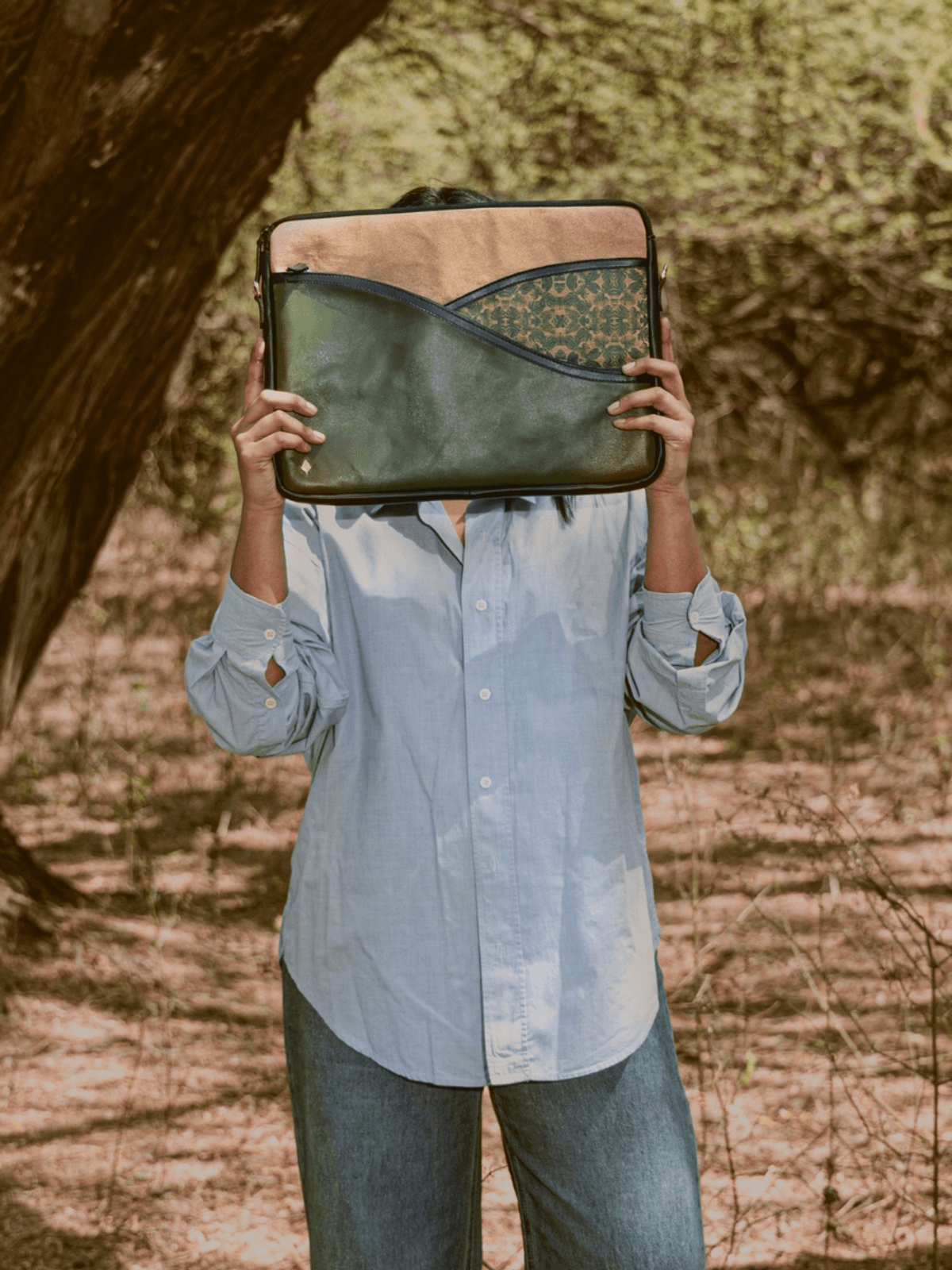 Acacia Vegan Leather Laptop Sleeve - Olive