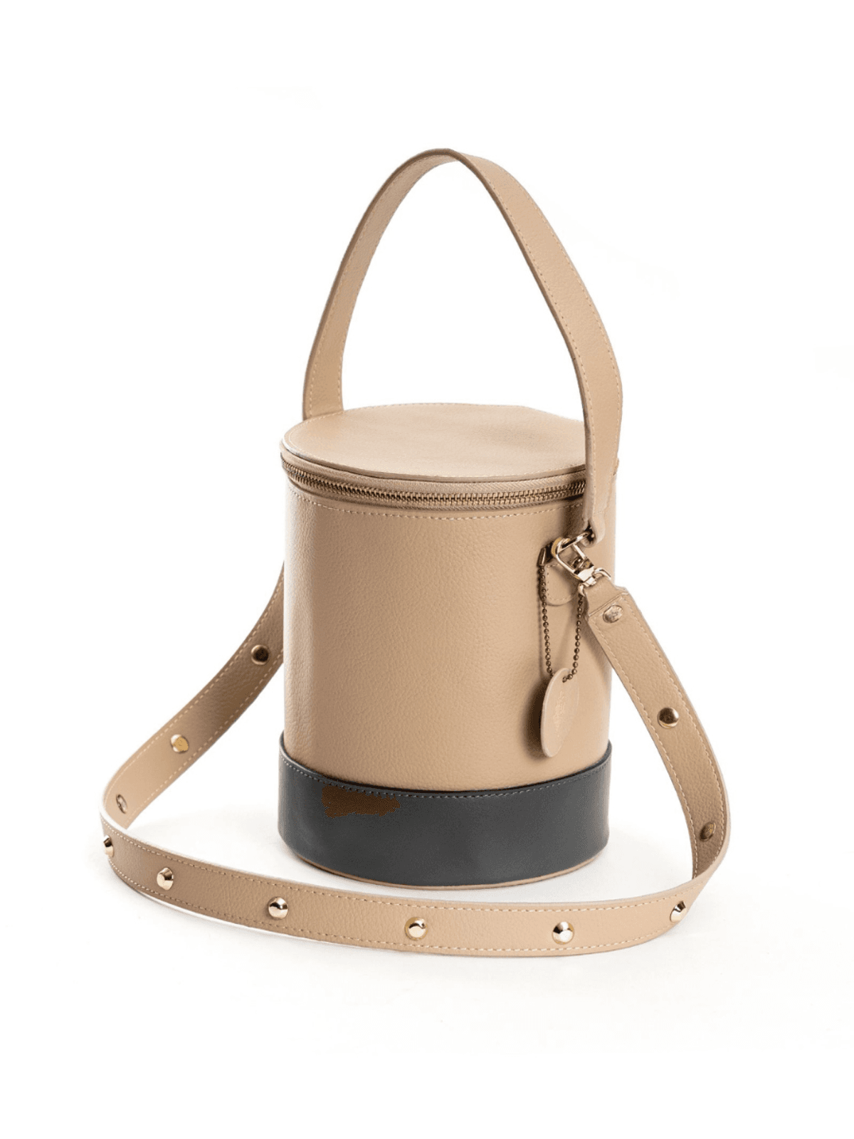 Hemera Vegan Leather Bucket Bag - Almond & Grey