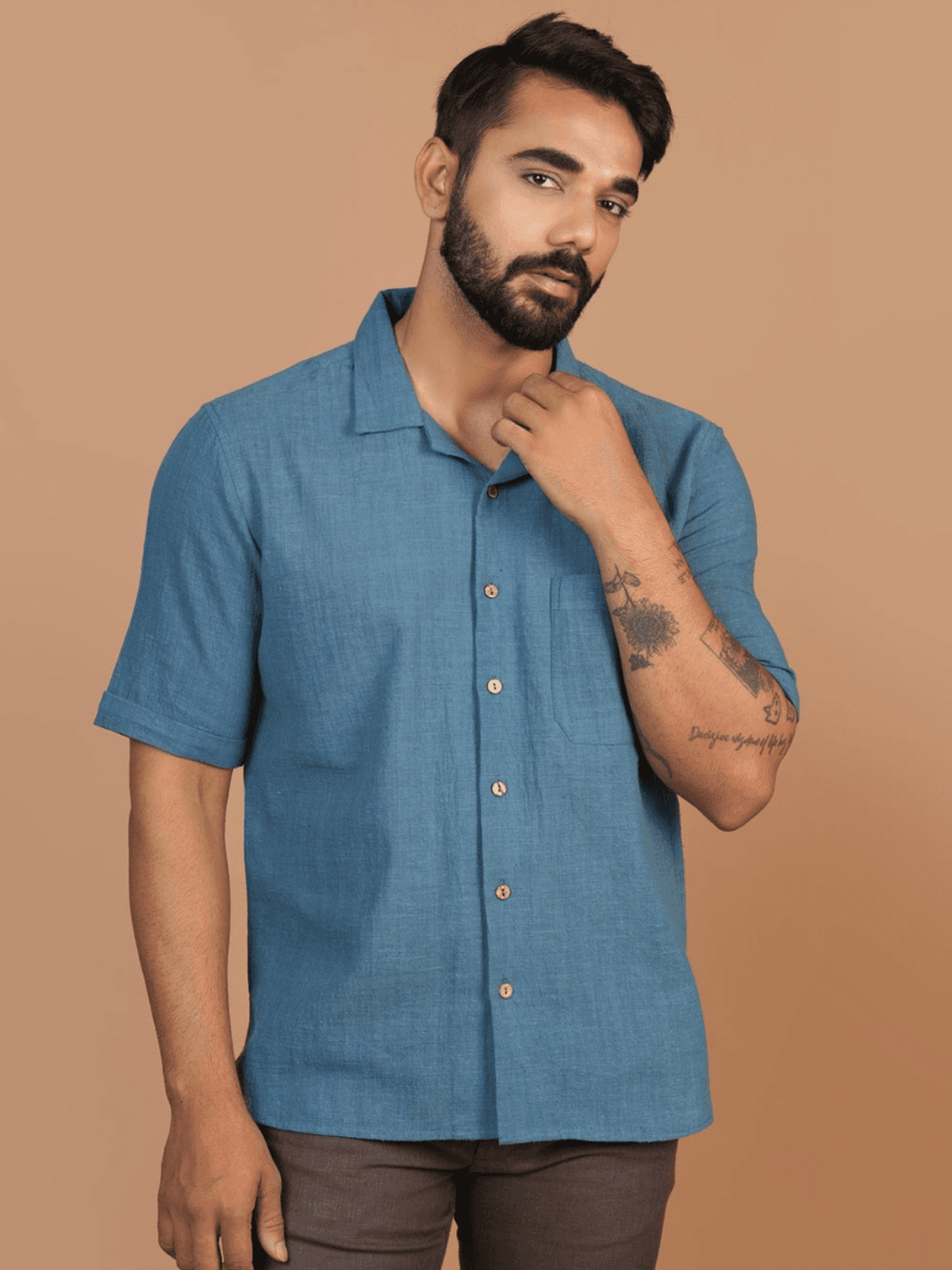 Inkriti Handloom Kala Cotton Earthy Blue Holiday Formal