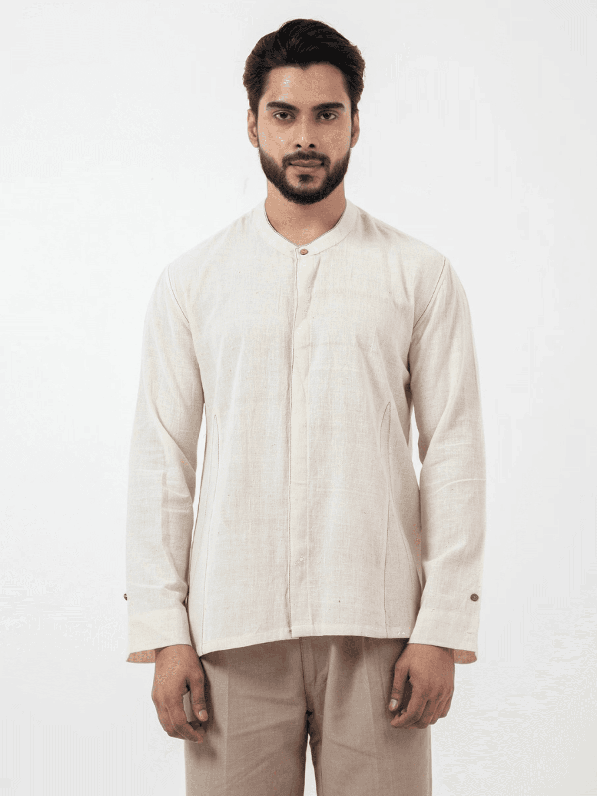 Inkriti Indigo Kala Cotton Off-white Angrezi Shirt