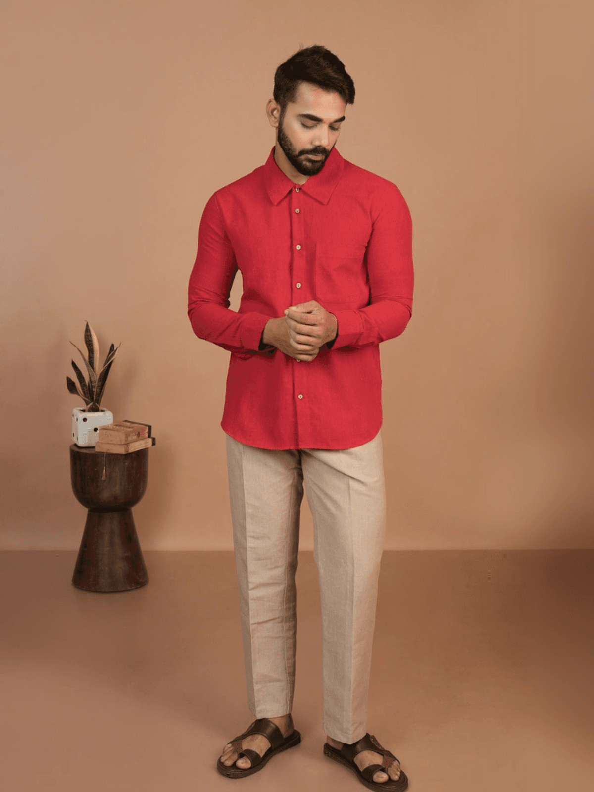 Inkriti Handloom Kala Cotton Cherry Red Everywhere Shirt