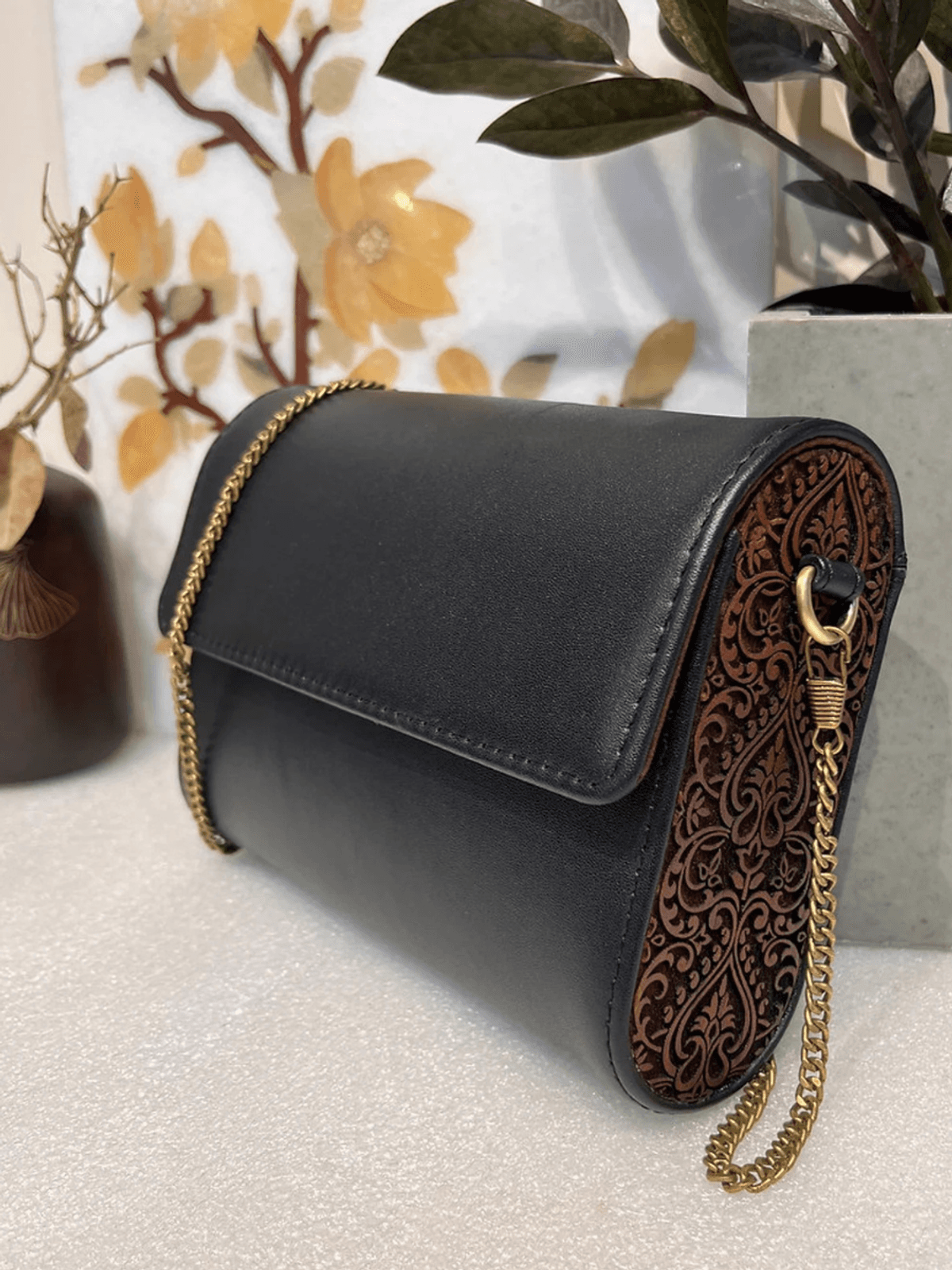 Carved wood Classic Sling Bag