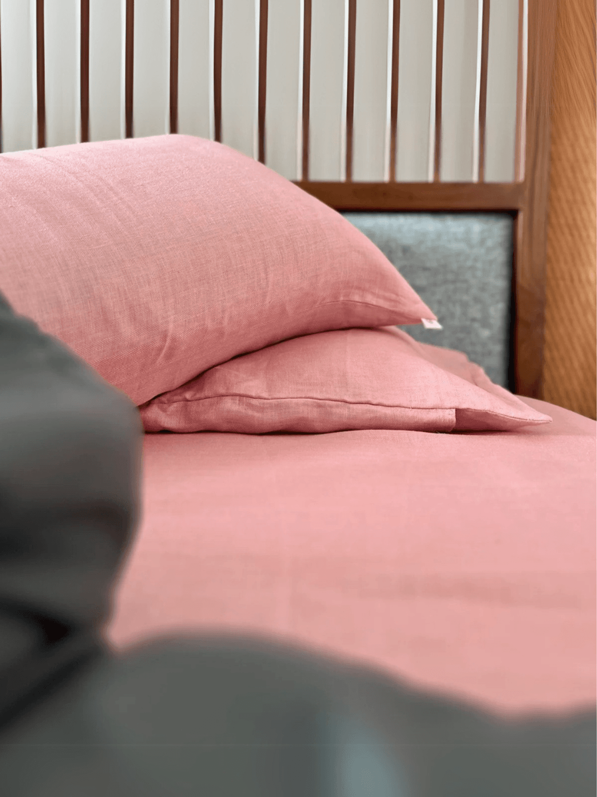 King Size Pastel Pink Hemp Bedsheet Set - Bhinasaar King Size Pastel Pink Hemp Bedsheet Set - Bhinasaar