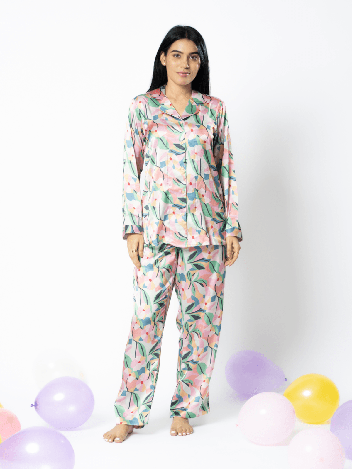 Bedgasm Sleepwear Blooming Dreams Satin Nightwear Pyjama Set Bedgasm Sleepwear Blooming Dreams Satin Nightwear Pyjama Set