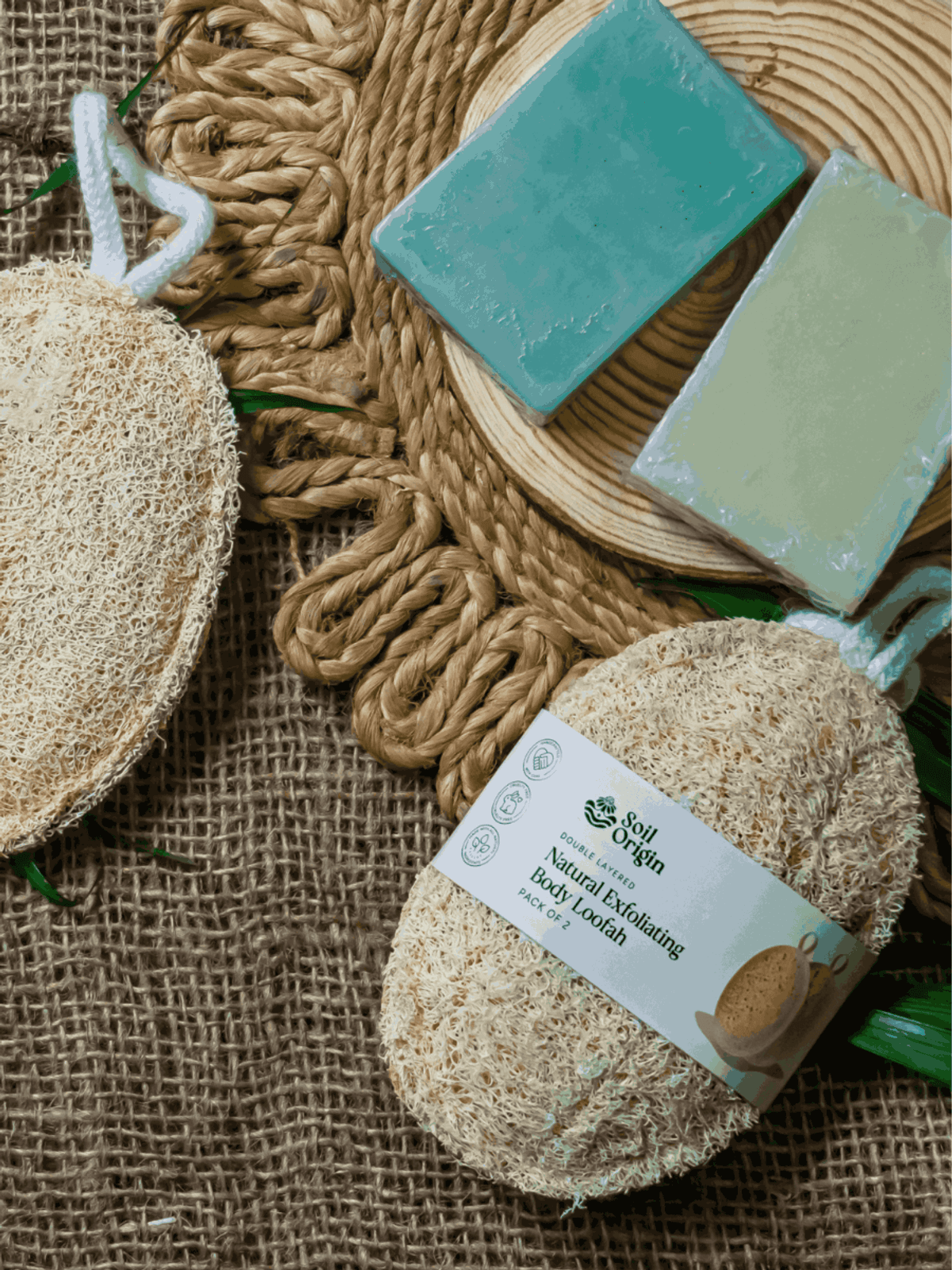 Double Layered Natural Body Loofah | Exfoliating Scrub | Eco-Friendly | Skin Care - Pack of 2 Double Layered Natural Body Loofah | Exfoliating Scrub | Eco-Friendly | Skin Care - Pack of 2