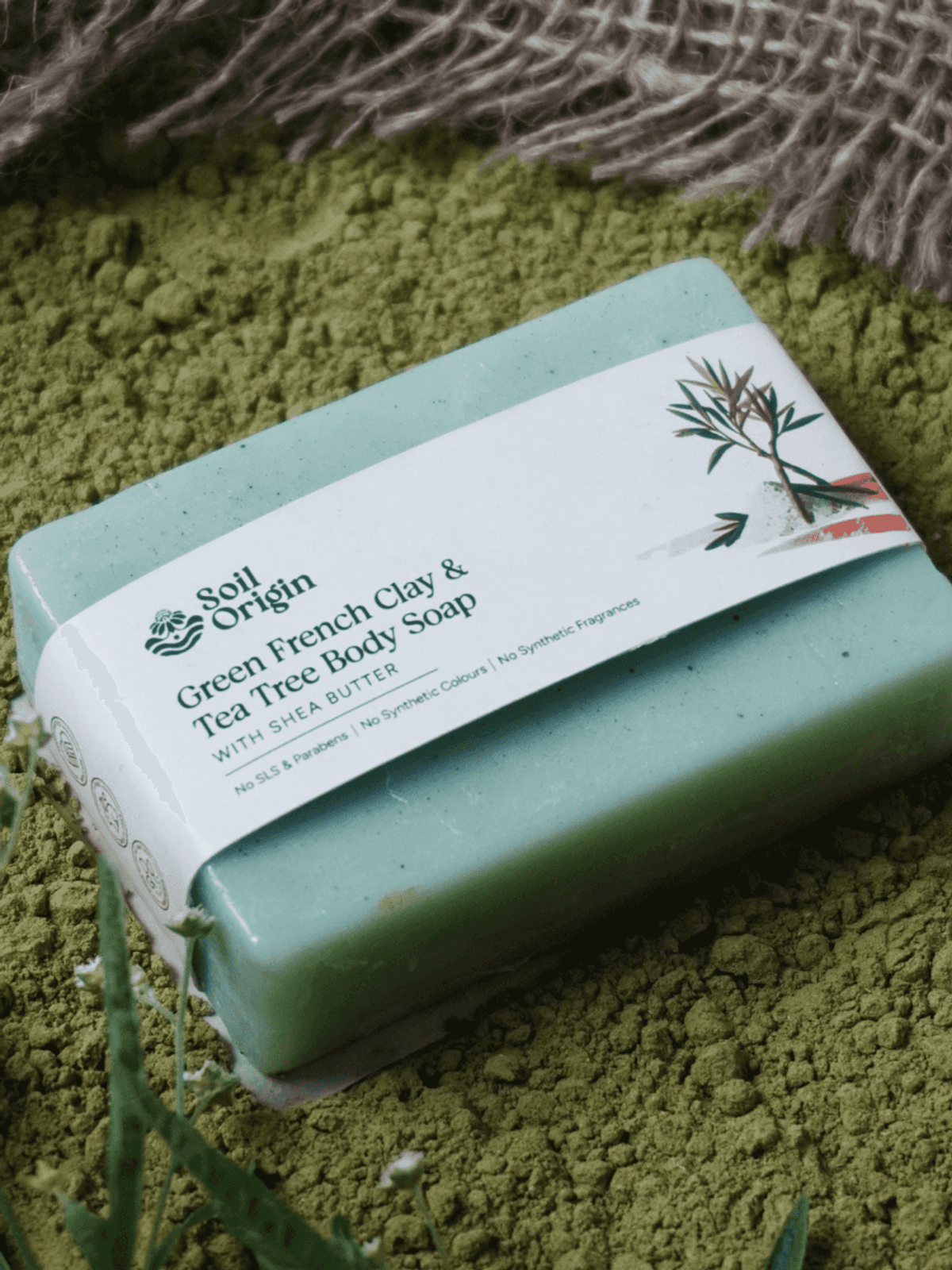 Green French Clay and Tea Tree Body Soap | Shea Butter | No SLS | Handmade Soap | 100% Natural - 100 Gm Green French Clay and Tea Tree Body Soap | Shea Butter | No SLS | Handmade Soap | 100% Natural - 100 Gm