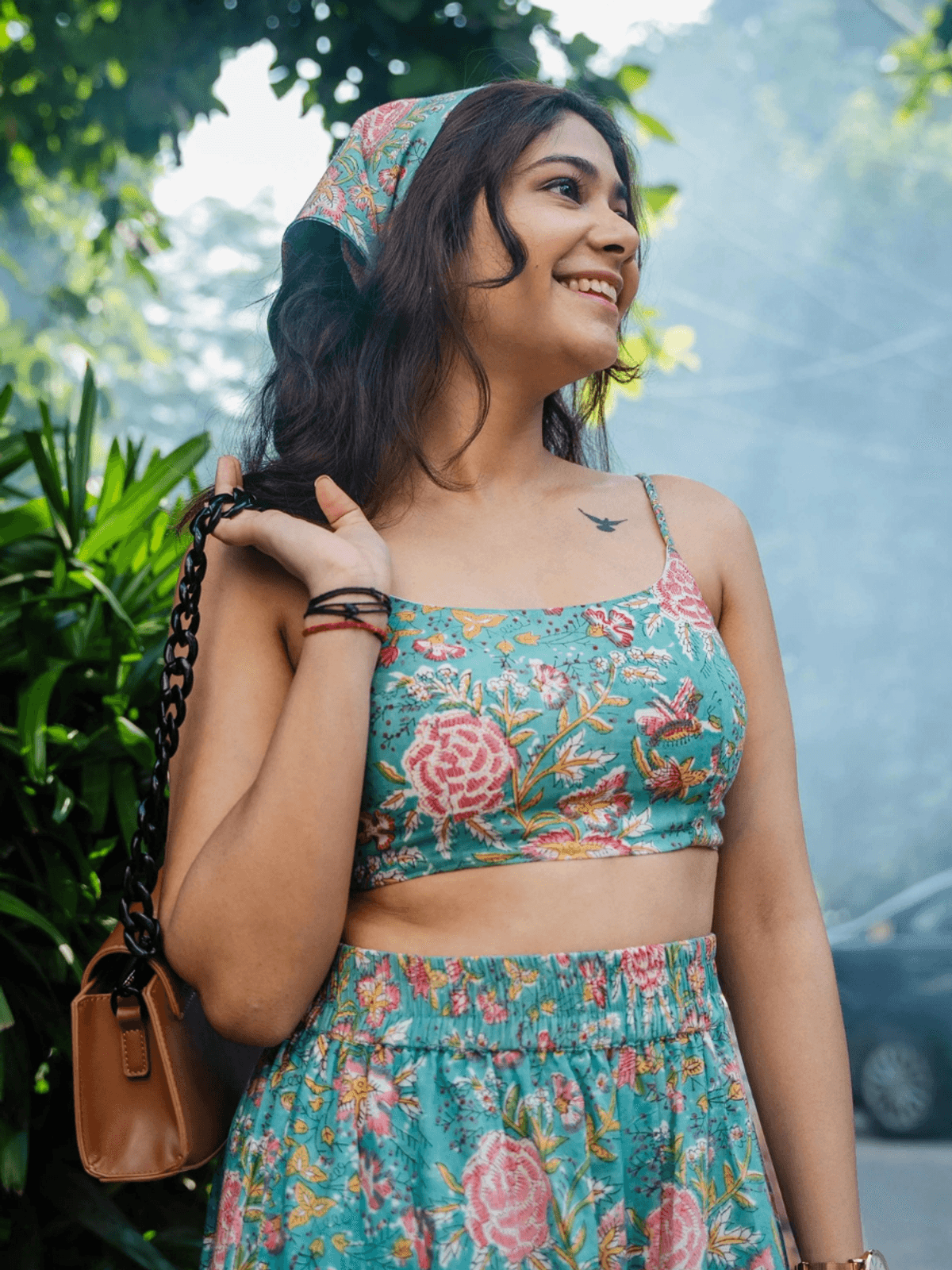 Green Floral Crop Top Green Floral Crop Top