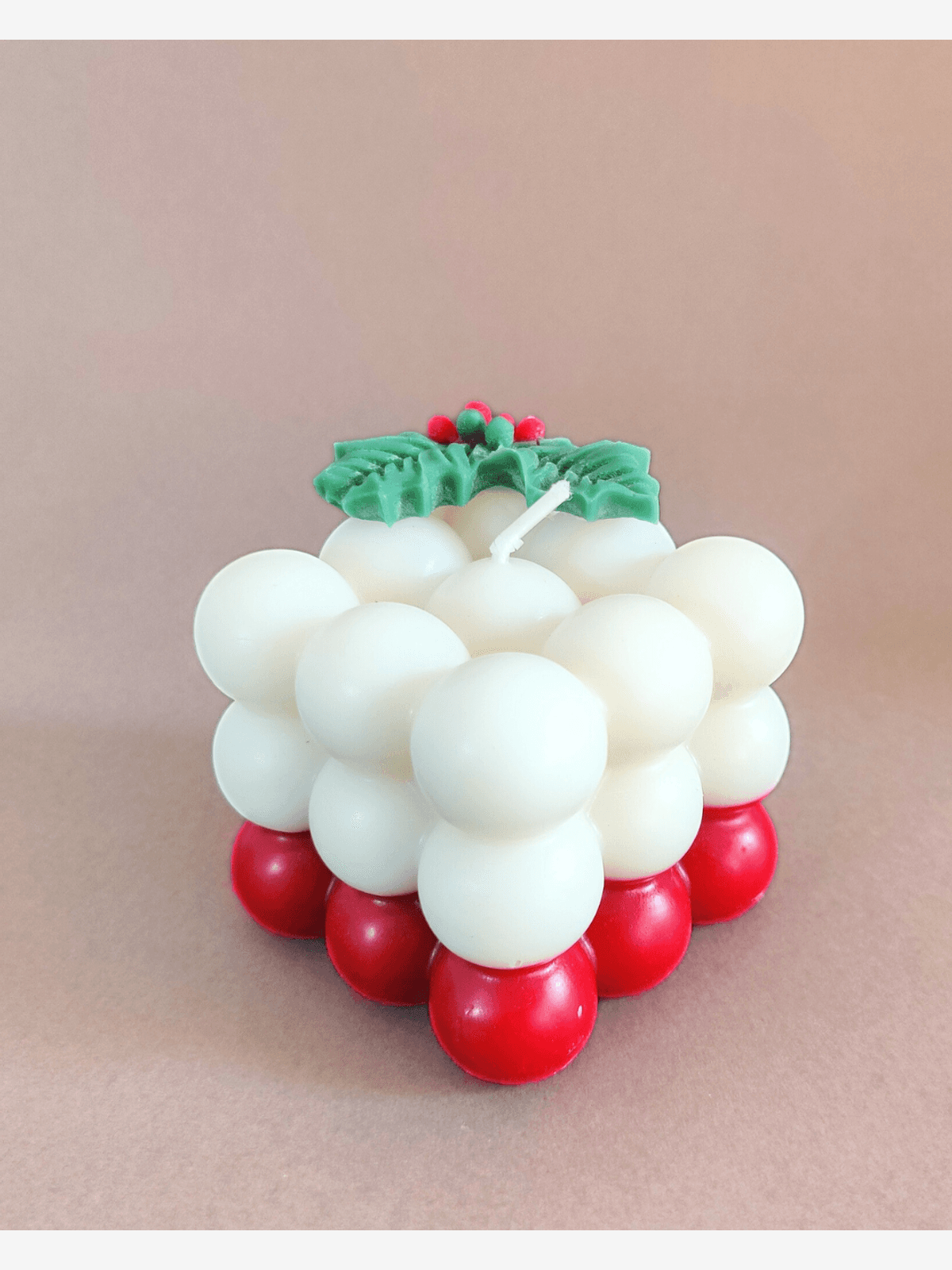 Christmas Bubble Candle, Dual Colour Soy Wax with Mistletoe Detailing, Winter Vanilla Christmas Bubble Candle, Dual Colour Soy Wax with Mistletoe Detailing, Winter Vanilla