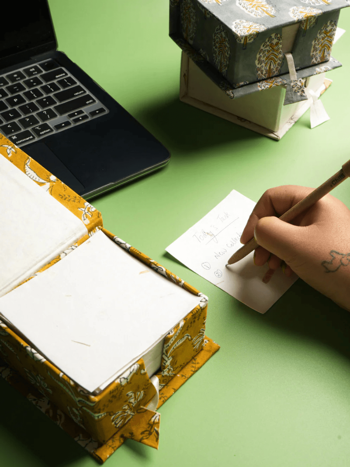 Block Printed Handmade Paper Notes Box – Memo Paper Holder Block Printed Handmade Paper Notes Box – Memo Paper Holder